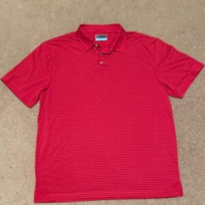 PGA Tour Men's Red Striped Polo Shirt